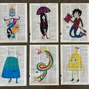 Adventure Time Themed Dictionary Prints #3 - Set of 6