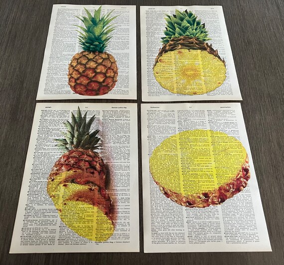 Pineapple Themed Dictionary Prints Etsy