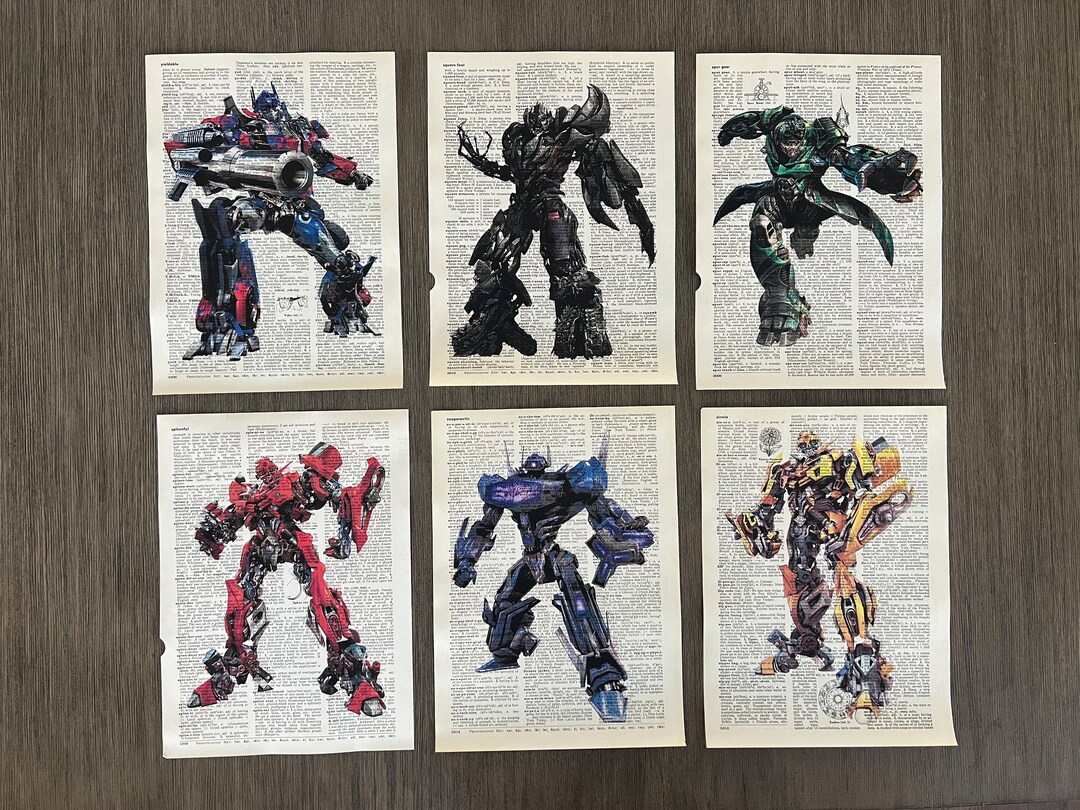 Transformers Themed Dictionary Print Art Set of 6 Etsy