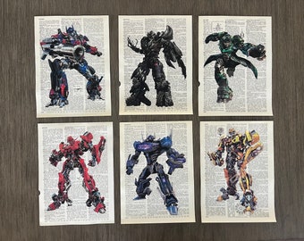 Transformers (Cartoon) Themed Dictionary Art Prints - Set of 6