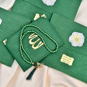 Personalized Velvet Yasin Book Bookmark Tasbeeh Gift Set, Wedding Nikkah Engagement Birthday Islam Muslim Party Favors Gifts, Prayer Book