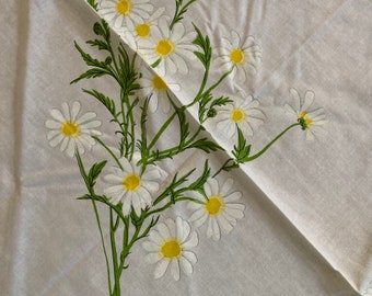 Vintage Vera Tablecloth And Napkins Set Round 68” Daiseys Cotton