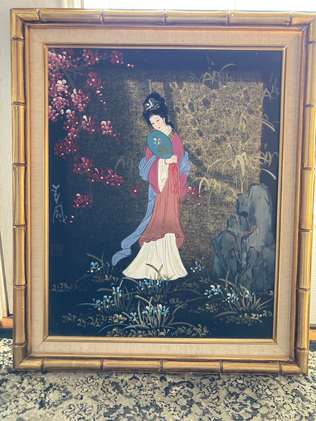 Vintage Japanese Geisha Painting on Canvas 16 X 20 Etsy