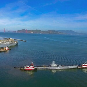 USS Pampanito heading to dry dock for repairs.