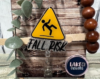 Fall risk badge reel, ID badge, nurse gift, doctor gift, customizable, nurse badge, funny, medical, hospital, call don’t fall, retractable