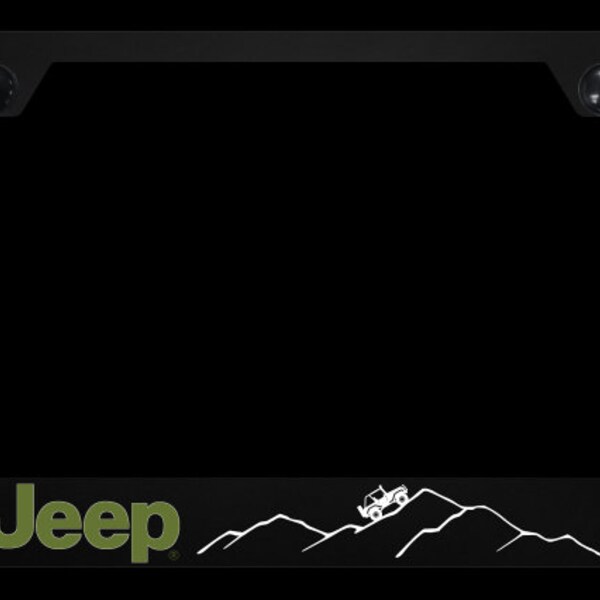 Jeep Off Road Mountain Black Unbreakable Polycarbonate License Plate Frame Jeep Off Road Mountain Black Unbreakable Polycarbonate License Plate Frame