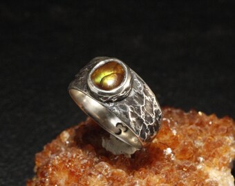 Enchanting Handcrafted Mexican Fire Agate Silver Ring Size 10 1/2