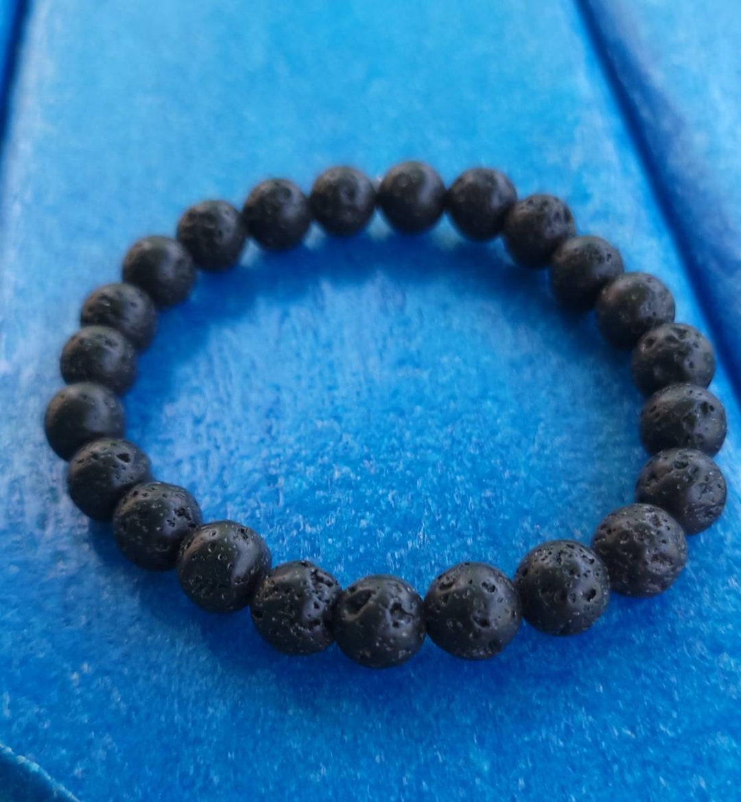 Black Lava Rock Stone Diffuser Bracelet 8mm, Essential Oil Beaded