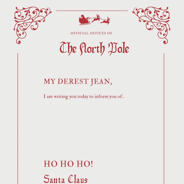 Santa Letter / Letterhead / Editable from the North Pole