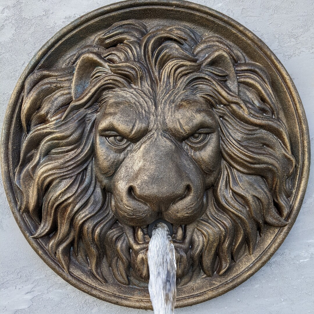 Lion Head Water Spitter for Pool Fountain Outdoor Lion Head Bronze