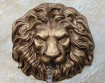 Lion head wall fountain for pool design Lion head water spitter Lion head water feature Pool water emitter Water spout lion head