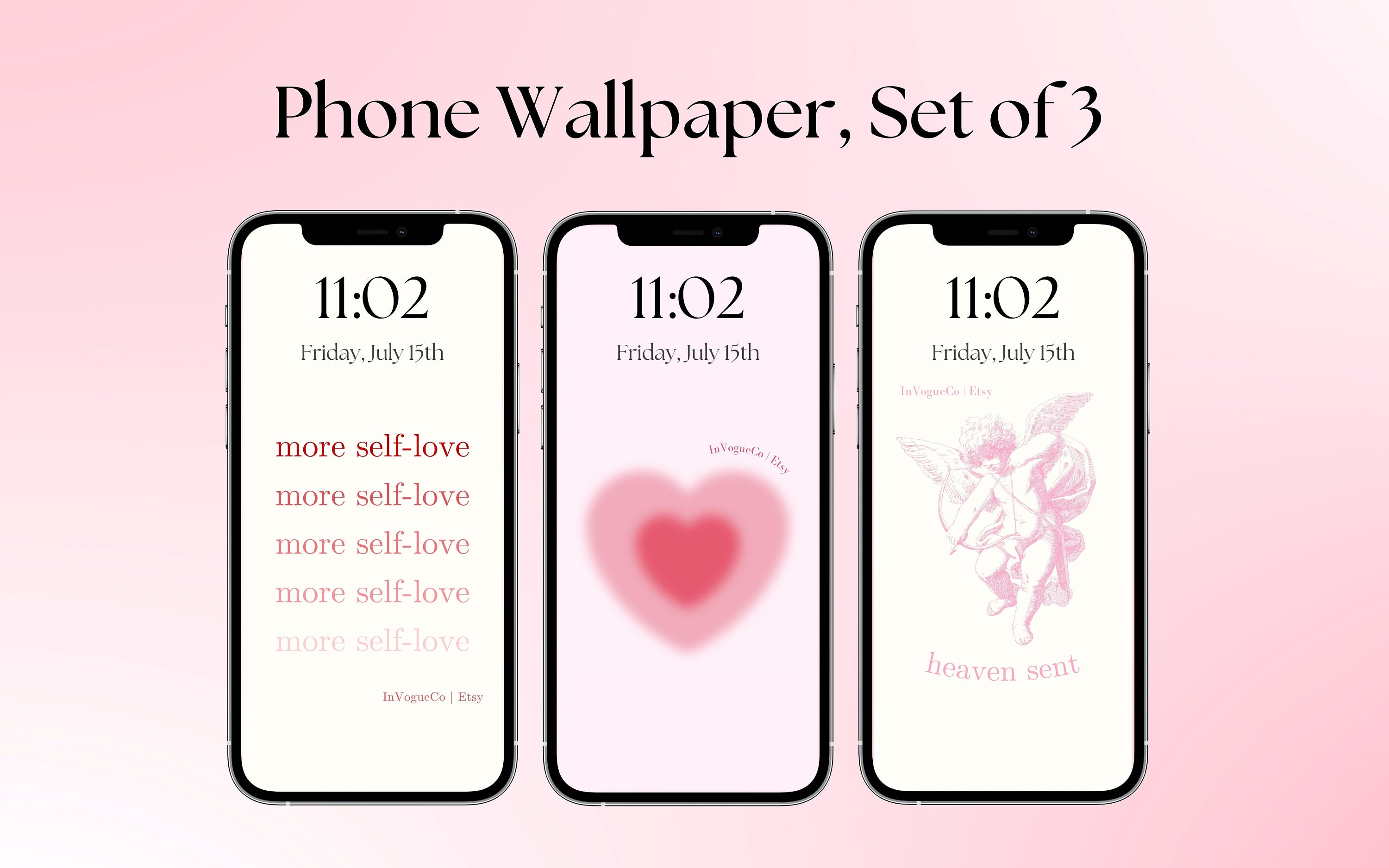 HEART Aesthetic Wallpaper Y2K Trendy Desktop Wallpaper 