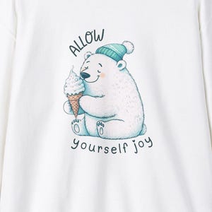 Polar Bear Graphic Sweatshirt, Ice Cream Cone Design, Winter Sweater, Animal Lover Gift, Arctic Wildlife Shirt, Christmas Gift