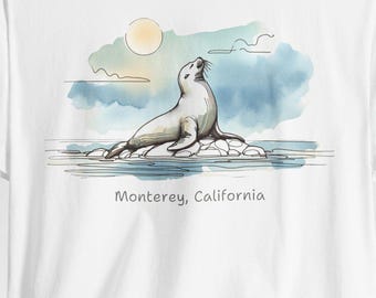Monterey California Seal Shirt – Watercolor Ocean Animal Tee, Coastal Gift, Sea Life Lover T-Shirt