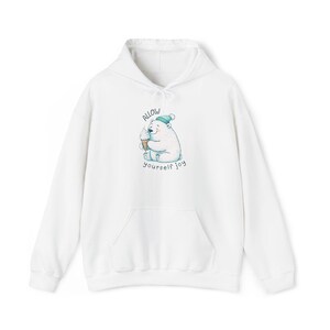 Polar Bear Eating an Ice Cream Cone Hoodie, Unisex Sweatshirt, Winter Animal Lover Gift, Ice Cream Lover, Cozy Winter Clothing, Arctic