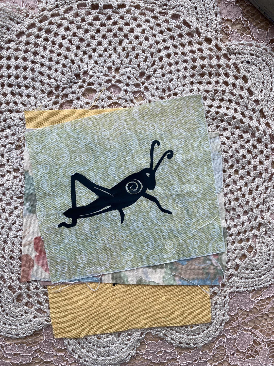 Grasshopper Recycled Fabric Patches Shadow Puppet Designs Sew on Patch ...