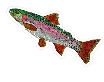 Rainbow Trout Fish Sticker •  5" Durable Weather Resistant Vinyl Fish Sticker for Fisherman gifts, coolers, tackle boxes and car windows