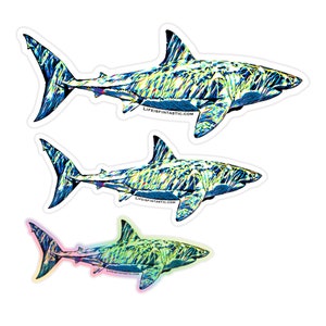 Great White Shark Stickers Gift Pack 3 Shark Stickers & 1 Free Postcard image 2