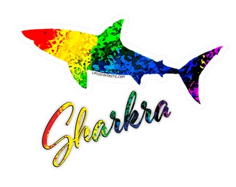 Sharkra Shark Sticker I  Vibrant Chakra balancing shark sticker for sharing positivity and good vibes I Durable, Weather Resistant