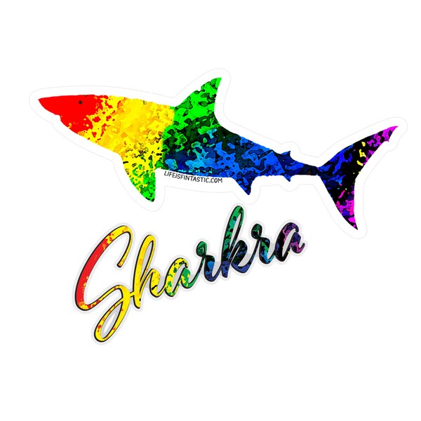 Sharkra Shark Sticker I  Vibrant Chakra balancing shark sticker for sharing positivity and good vibes I Durable, Weather Resistant