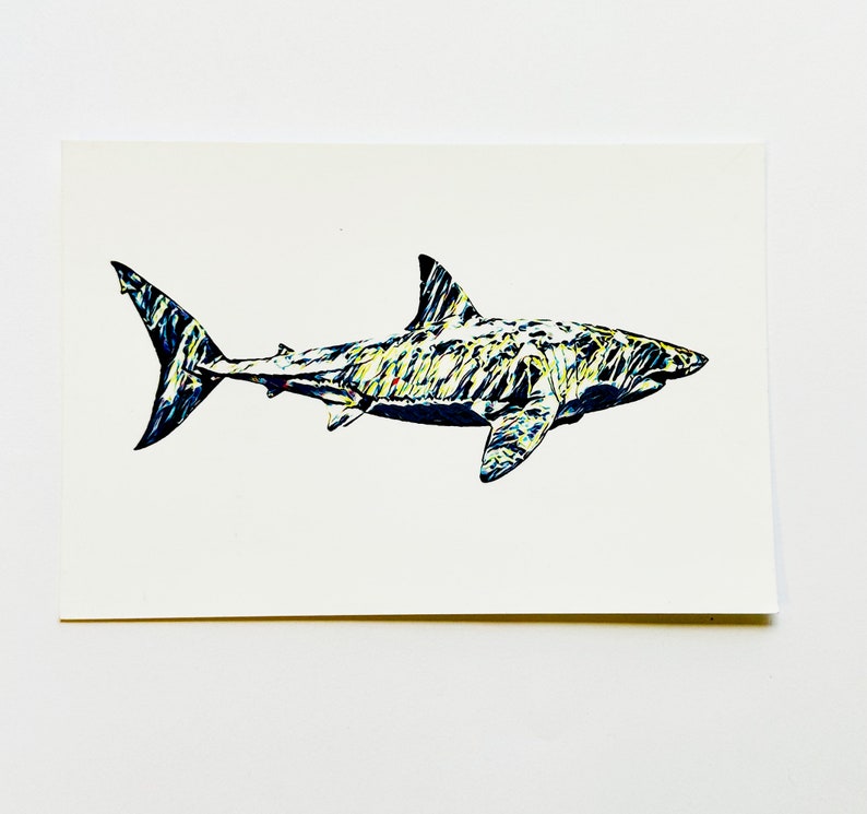 Great White Shark Stickers Gift Pack 3 Shark Stickers & 1 Free Postcard image 4