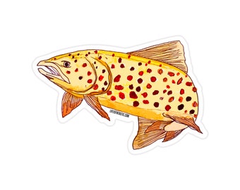 Brown Trout Fish Sticker • Durable Weather Resistant Vinyl Fish Sticker for Fisherman gifts, coolers, tackle boxes and car windows