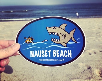 Nauset Beach Cape Cod Great White Shark Sticker I Weather Resistant Shark Sticker For Nauset Beach Lovers