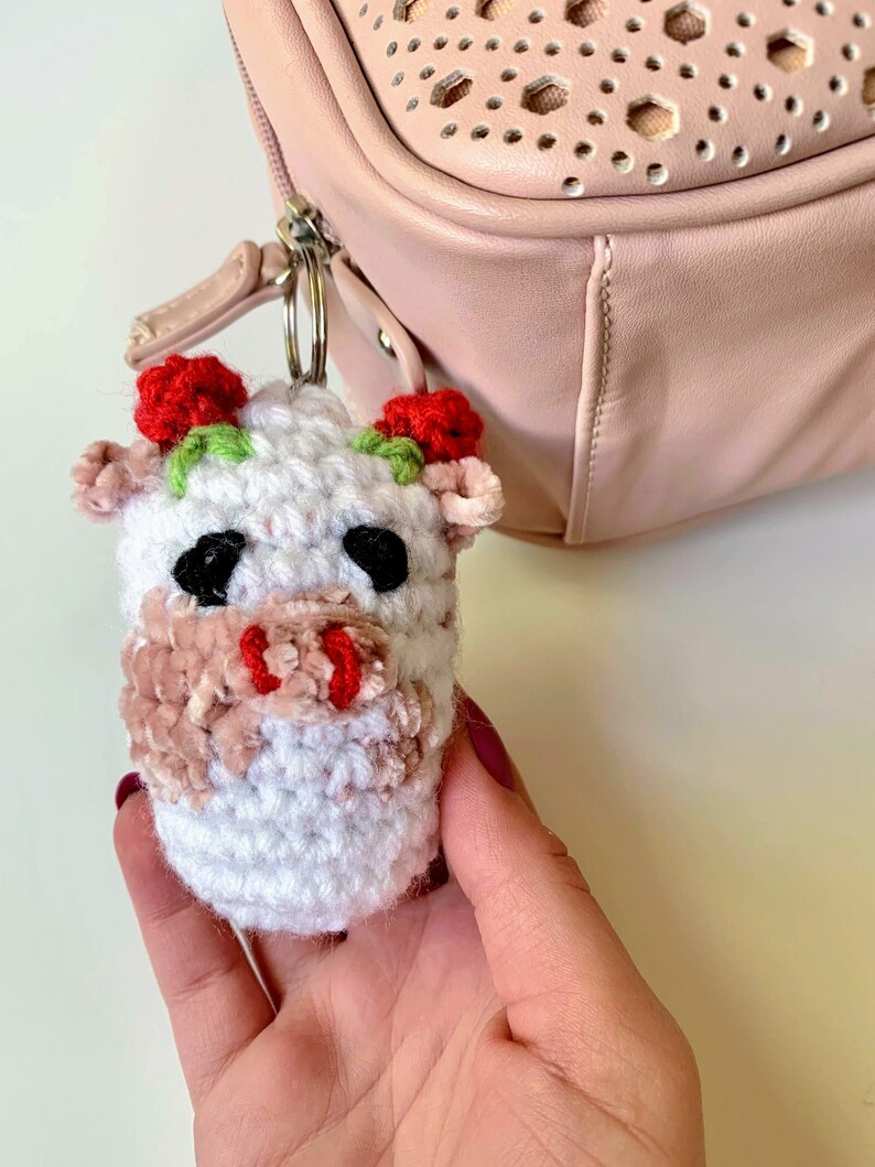 Mini Strawberry Cow Squishmallow Keychain Crochet Etsy