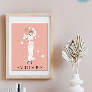 Sagittarius Zodiac Sign, DIGITAL PRINTABLE Illustration, Fashion by Barbier 1920s French Art Deco