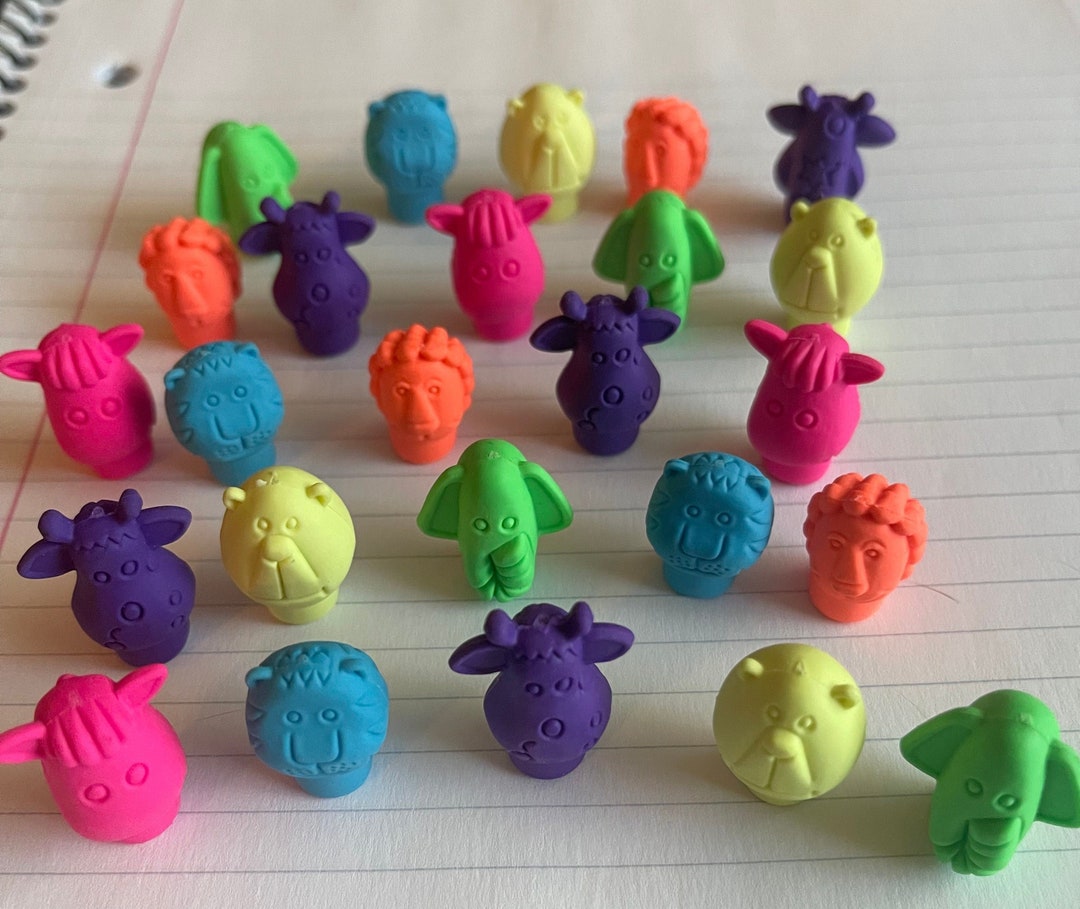 Animal Pencil Top Erasers Etsy