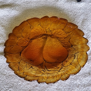 Tiara Glassware - Amber Sweet Pear Footed Plate