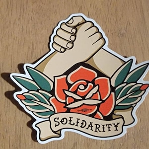 Solidarity rose sticker, hard hat sticker, union made , union pride