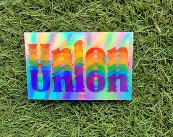 4 inch vinyl decal holographic rainbow union pride