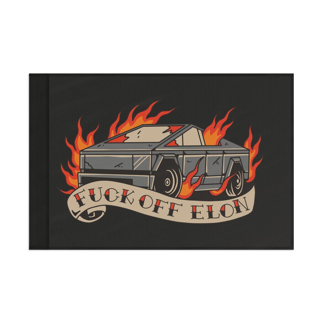 Burning Electric Truck Flag - Etsy