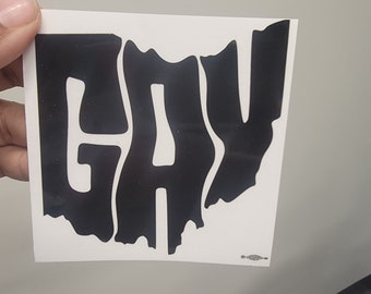 Clear Gay Ohio  Vinyl Decal lesbian, trans, queer , lgbtq, pride.