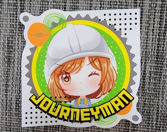 Chibi female Journeyman vinyl decal , labor, building trades, union,  activist