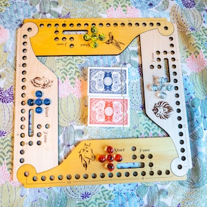 Jokers & Marbles Game 4-6 Player rustic, Pegs and Jokers, Jokers and Marbles game (Wood) 4, 6 Players