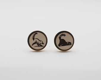 Red Panda 20mm Stainless Steel Wooden Cufflinks