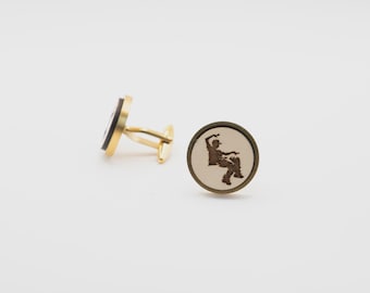 Breakdance 20 mm roestvrijstalen houten manchetknopen