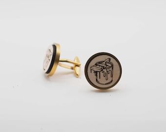 Paint Can 20mm Stainless Steel Wooden Cufflinks
