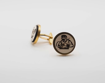 Welder 20mm Stainless Steel Wooden Cufflinks