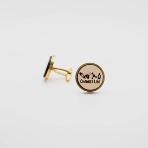 Chemist Life 20mm Stainless Steel Wooden Cufflinks
