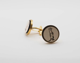 MeerKat 20mm Stainless Steel Wooden Cufflinks