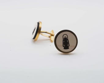 Oil Lamp 20mm Stainless Steel Wooden Cufflinks
