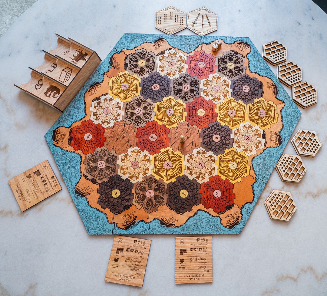 Wood Game Pieces for Popular Settler Board Game 5-6 Person Game