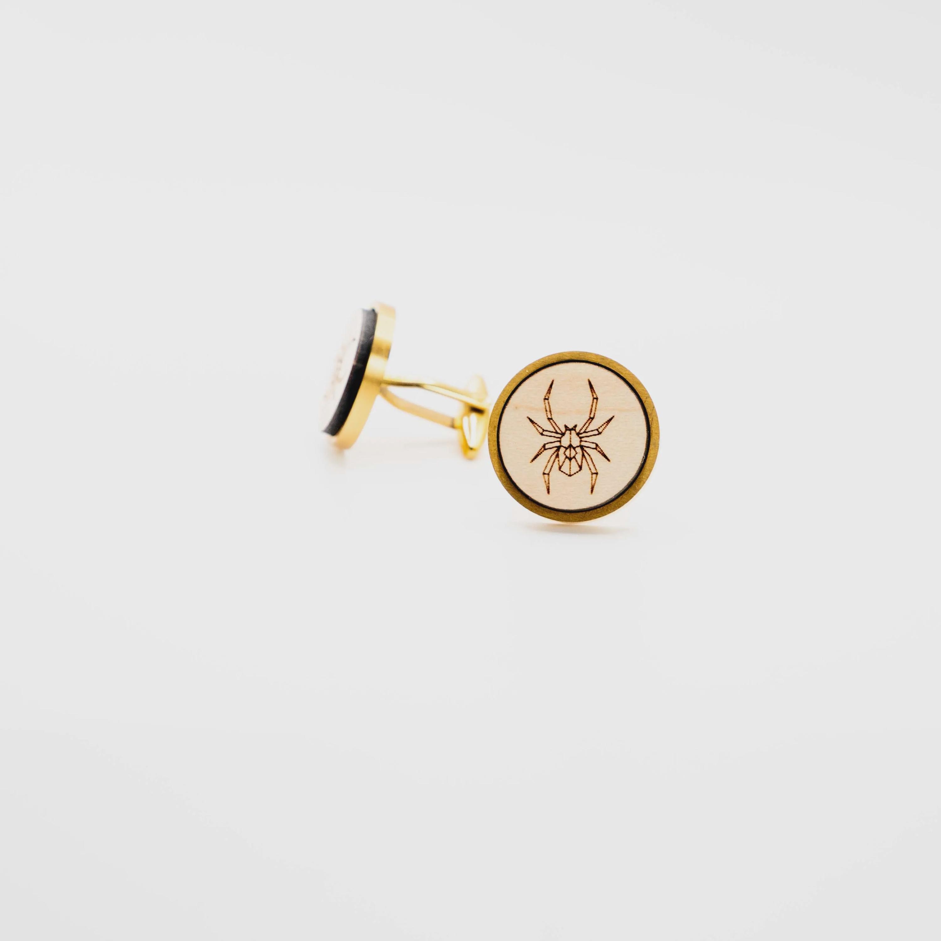 Spider 20mm Stainless Steel Wooden Cufflinks