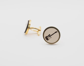 Gitaar 20 mm roestvrijstalen houten manchetknopen