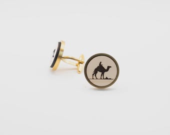 Camel 20 mm roestvrijstalen houten manchetknopen
