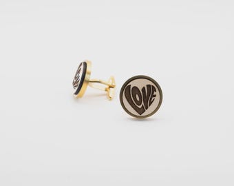 Love 20 mm roestvrijstalen houten manchetknopen