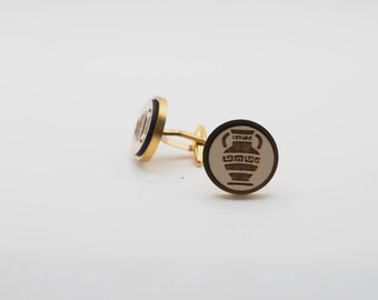 Ancient Greek Vases 20mm Stainless Steel Wooden Cufflinks